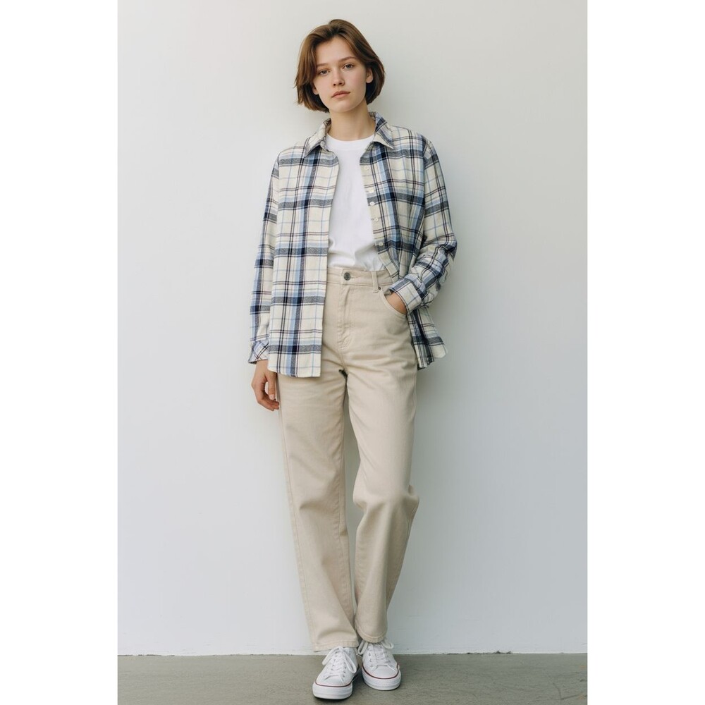 New Hello Franki Button Up Size XL Shirt Plaid Long Sleeve Pocket Womens